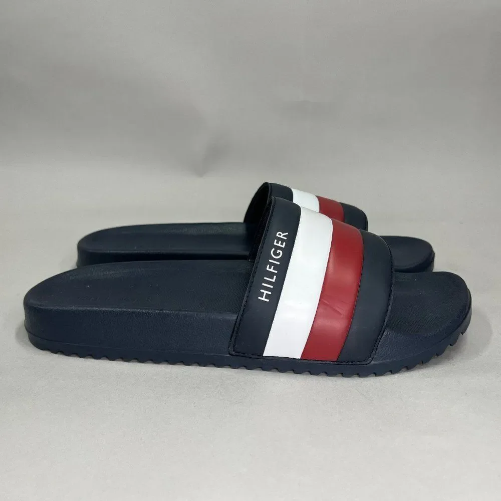Tommy Hilfiger Rozi Sandals Men's 9 Blue‎ Red White Beach Pool Slide Flip Flops